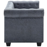 Thumbnail for Chesterfield-Sofa 2-Sitzer Kunstwildleder Grau