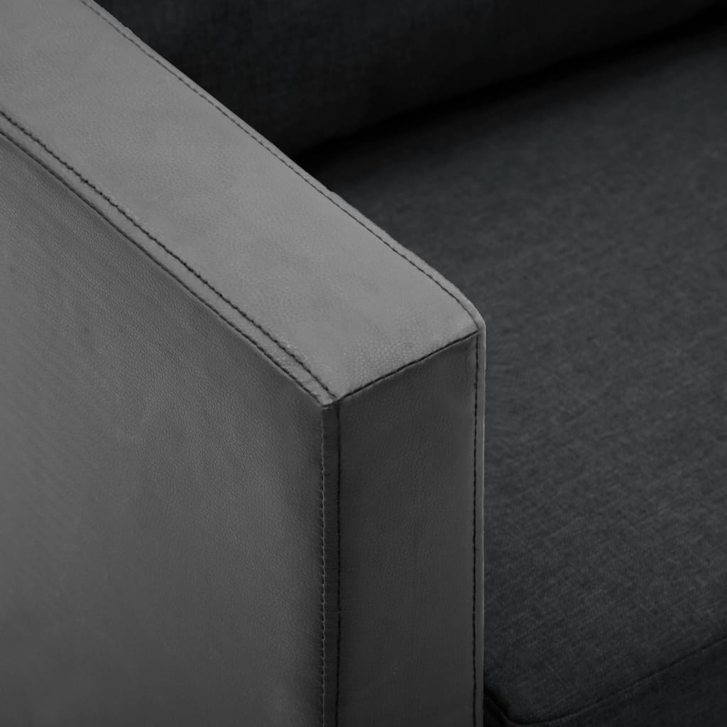 2-Sitzer-Sofa Kunstleder Schwarz und Dunkelgrau