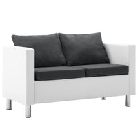 Thumbnail for 2-Sitzer-Sofa Kunstleder Weiß und Dunkelgrau
