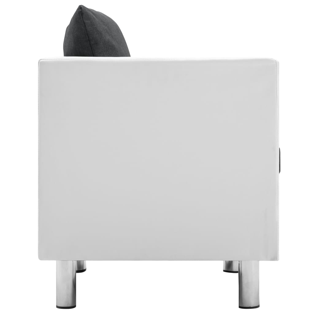 2-Sitzer-Sofa Kunstleder Weiß und Dunkelgrau