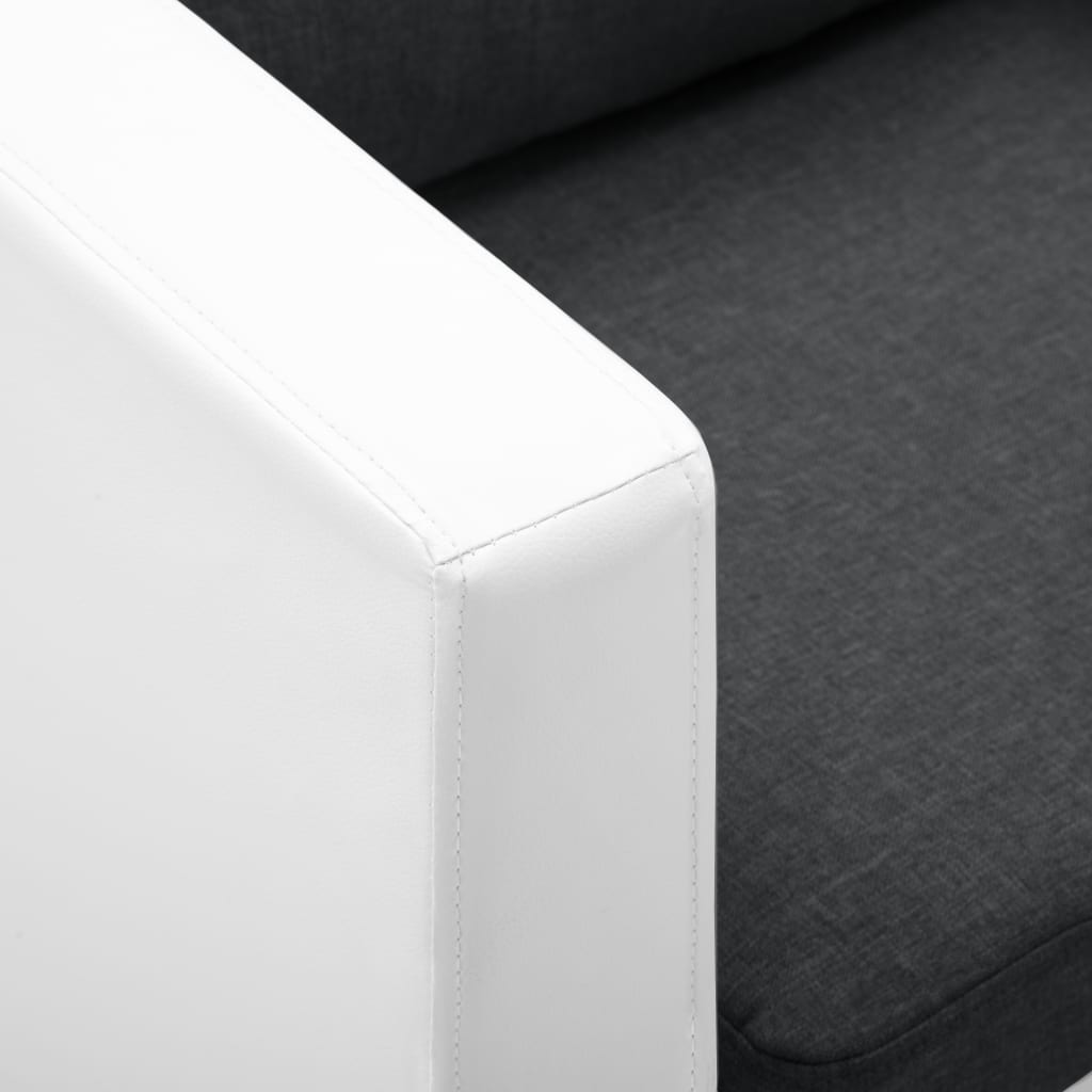 2-Sitzer-Sofa Kunstleder Weiß und Dunkelgrau