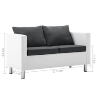 Thumbnail for 2-Sitzer-Sofa Kunstleder Weiß und Dunkelgrau