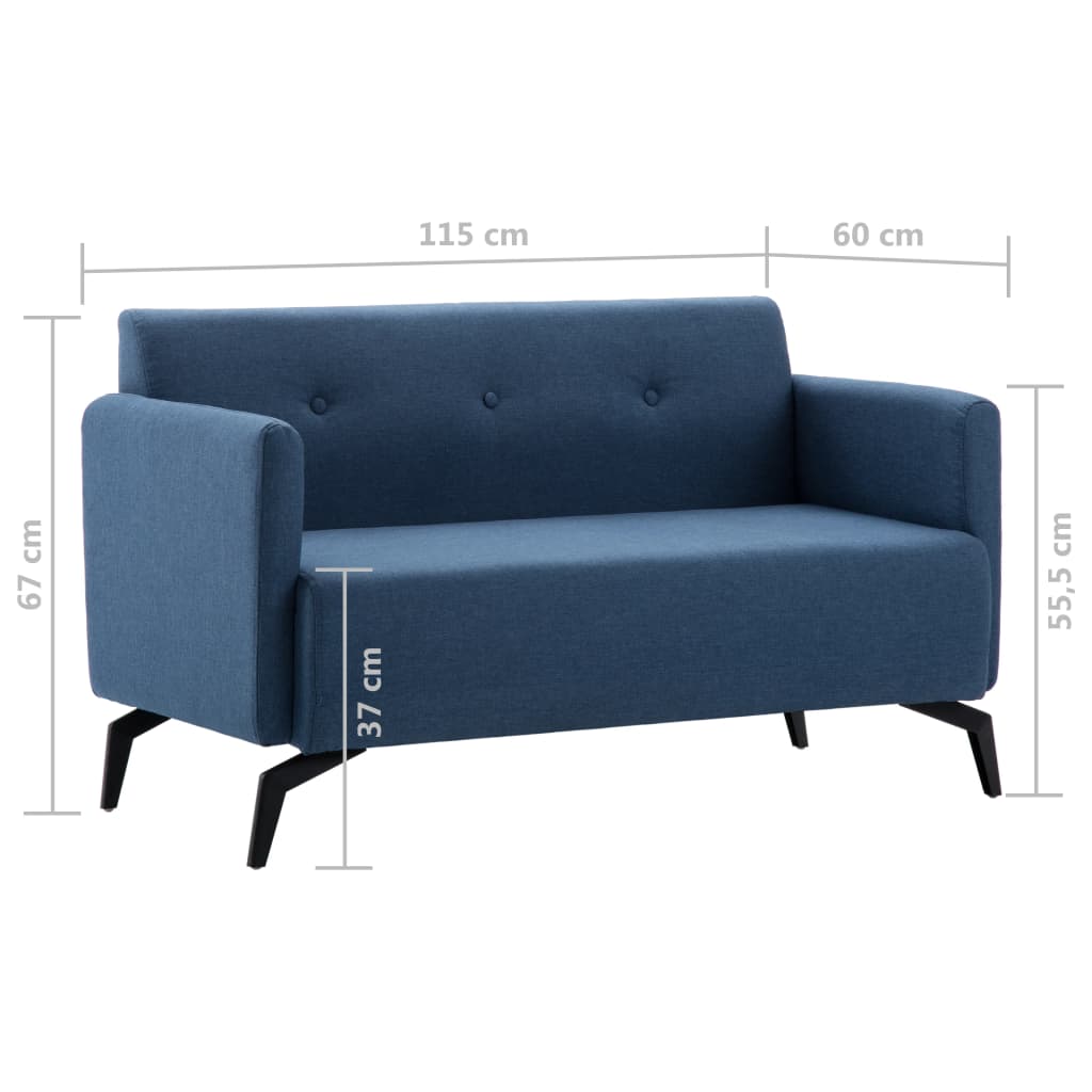 2-Sitzer-Sofa Stoffbezug 115 x 60 x 67 cm Blau