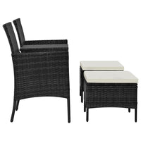 Thumbnail for 2-Sitzer-Gartensofa mit Tisch & Hocker Poly Rattan Schwarz