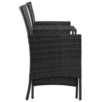 Thumbnail for 2-Sitzer-Gartensofa mit Tisch & Hocker Poly Rattan Schwarz