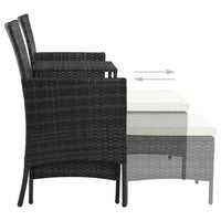 Thumbnail for 2-Sitzer-Gartensofa mit Tisch & Hocker Poly Rattan Schwarz