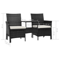 Thumbnail for 2-Sitzer-Gartensofa mit Tisch & Hocker Poly Rattan Schwarz