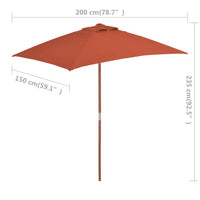 Thumbnail for Sonnenschirm mit Holzmast 150 x 200 cm Terrakotta