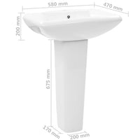Thumbnail for Freistehendes Waschbecken mit Säule Keramik Weiß 580x470x200 mm