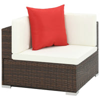 Thumbnail for 7-tlg. Garten-Lounge-Set mit Auflagen Poly Rattan Braun