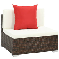 Thumbnail for 7-tlg. Garten-Lounge-Set mit Auflagen Poly Rattan Braun