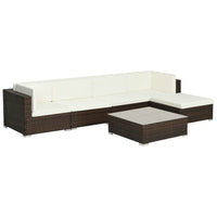 Thumbnail for 6-tlg. Garten-Lounge-Set mit Auflagen Poly Rattan Braun