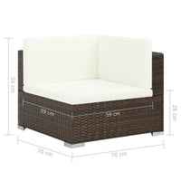 Thumbnail for 6-tlg. Garten-Lounge-Set mit Auflagen Poly Rattan Braun