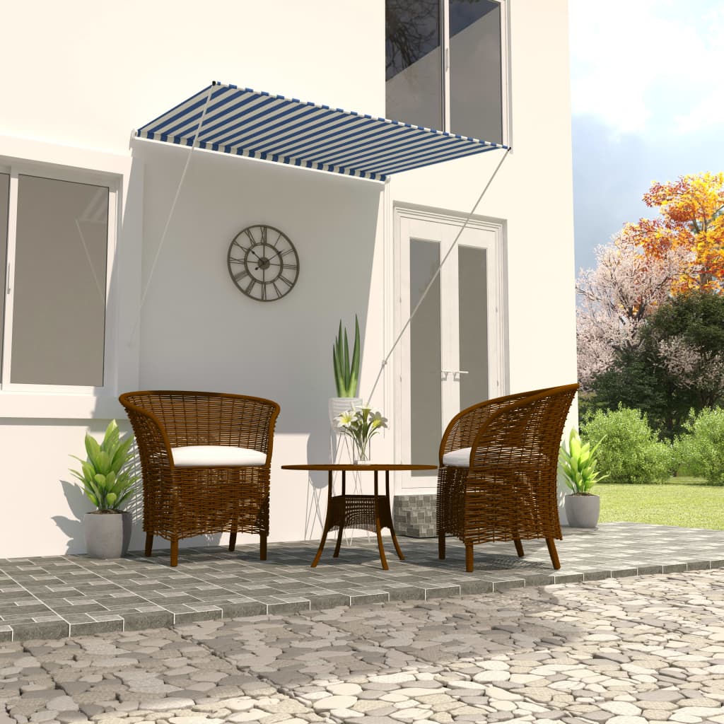 Einziehbare Markise 150×150 cm Blau und Weiß