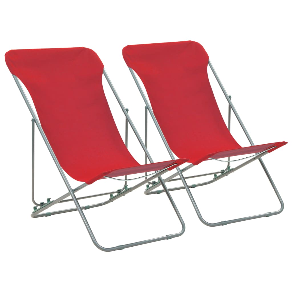Klappbare Strandstühle 2 Stk. Stahl und Oxford-Gewebe Rot