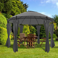 Thumbnail for Gartenpavillion mit Vorhängen Rund 3,5x2,7 m Anthrazit