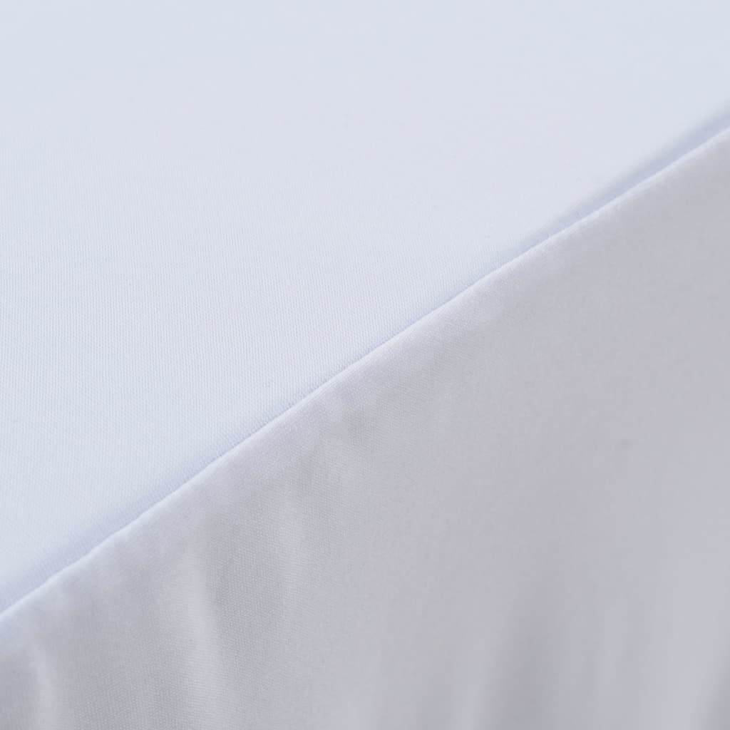 2 Stück Stretch-Tischdecken mit Rand Weiß 120 x 60,5 x 74 cm