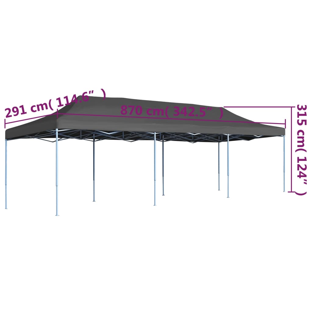 Faltzelt Pop-Up Partyzelt 3 x 9 m Anthrazit