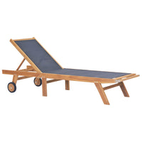 Thumbnail for Sonnenliege Klappbar mit Rollen Teak Massivholz und Textilene