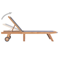Thumbnail for Sonnenliege Klappbar mit Rollen Teak Massivholz und Textilene