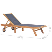 Thumbnail for Sonnenliege Klappbar mit Rollen Teak Massivholz und Textilene