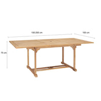 Thumbnail for Ausziehbarer Gartentisch 150-200 x 100 x 75 cm Massivholz Teak