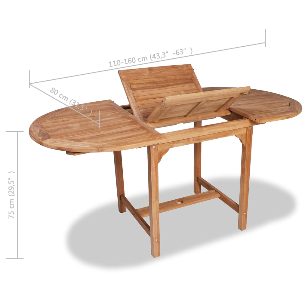 7-tlg. Garten-Essgruppe Teak Massivholz
