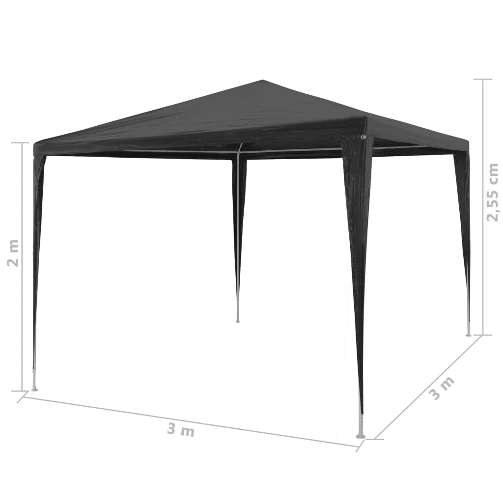 Partyzelt 3 x 3 m PE Anthrazit