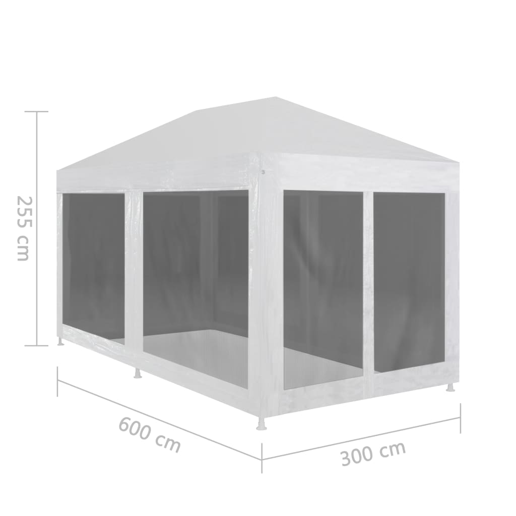 Partyzelt mit 6 Mesh-Seitenwänden 6 x 3 m