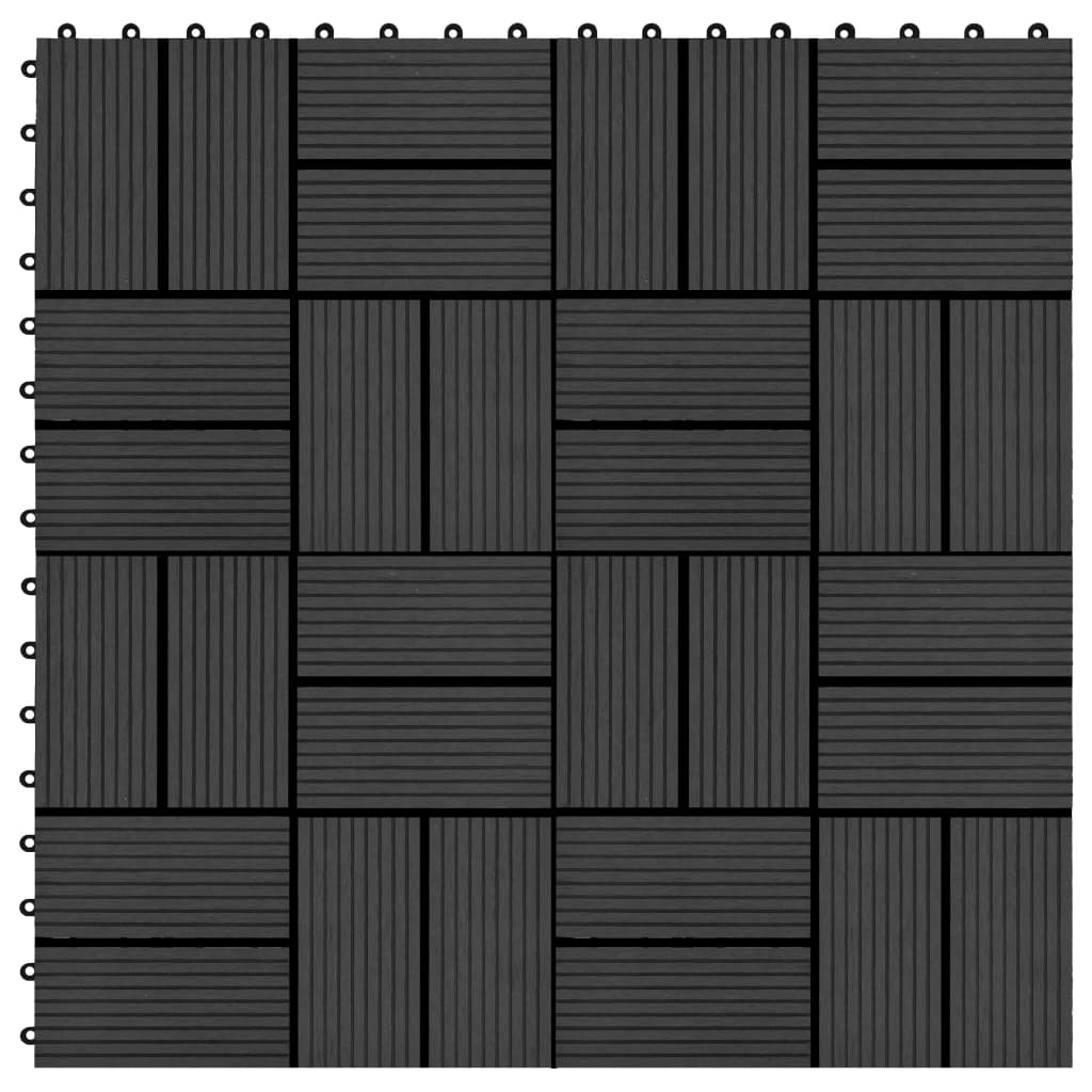Terrassenfliesen 11 Stück WPC 30 x 30 cm 1 qm Schwarz