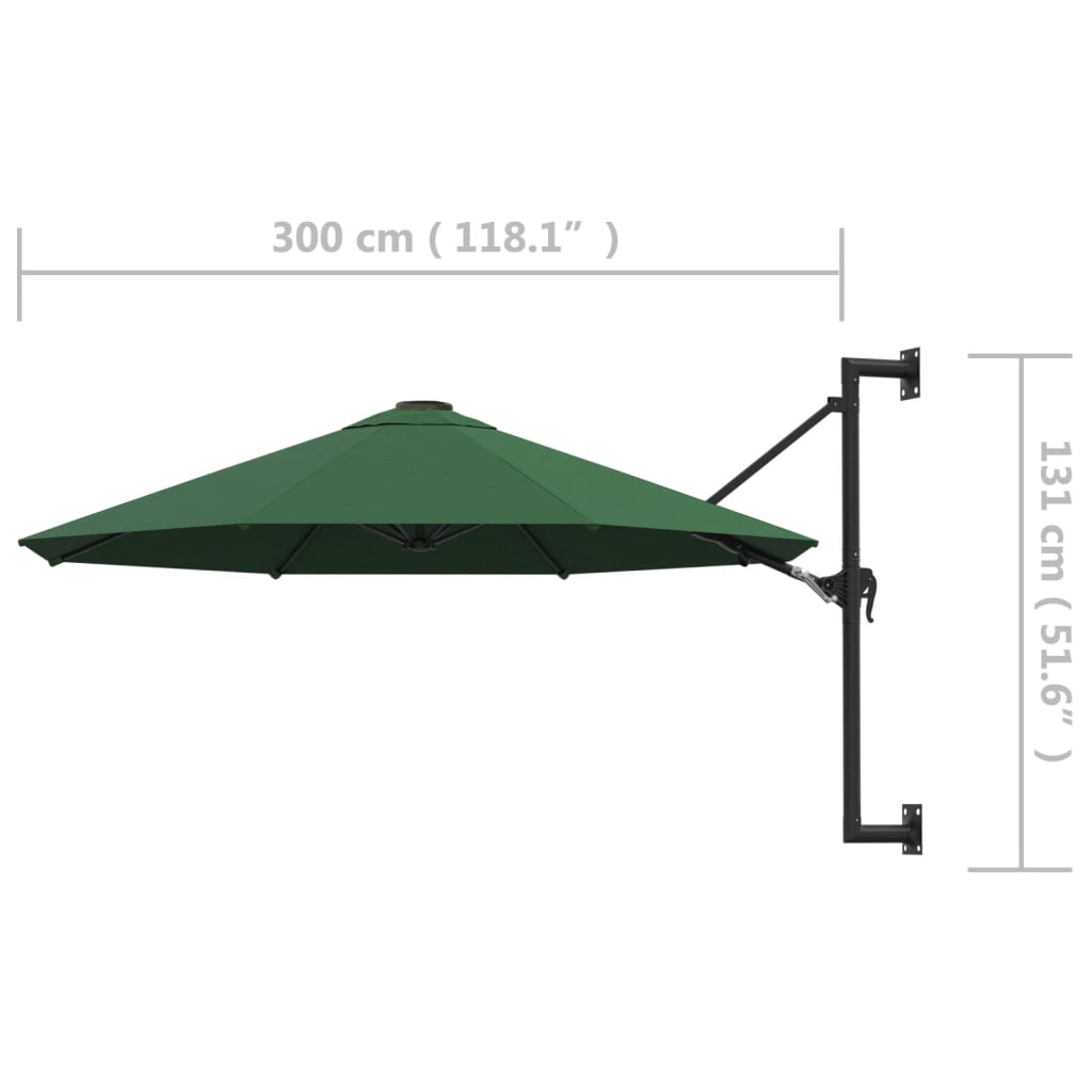 Sonnenschirm Wandmontage mit Metallmast 300 cm Grün