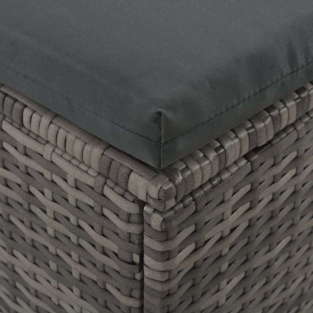 2-Personen-Sonnenliege mit Sonnendach Poly Rattan Grau