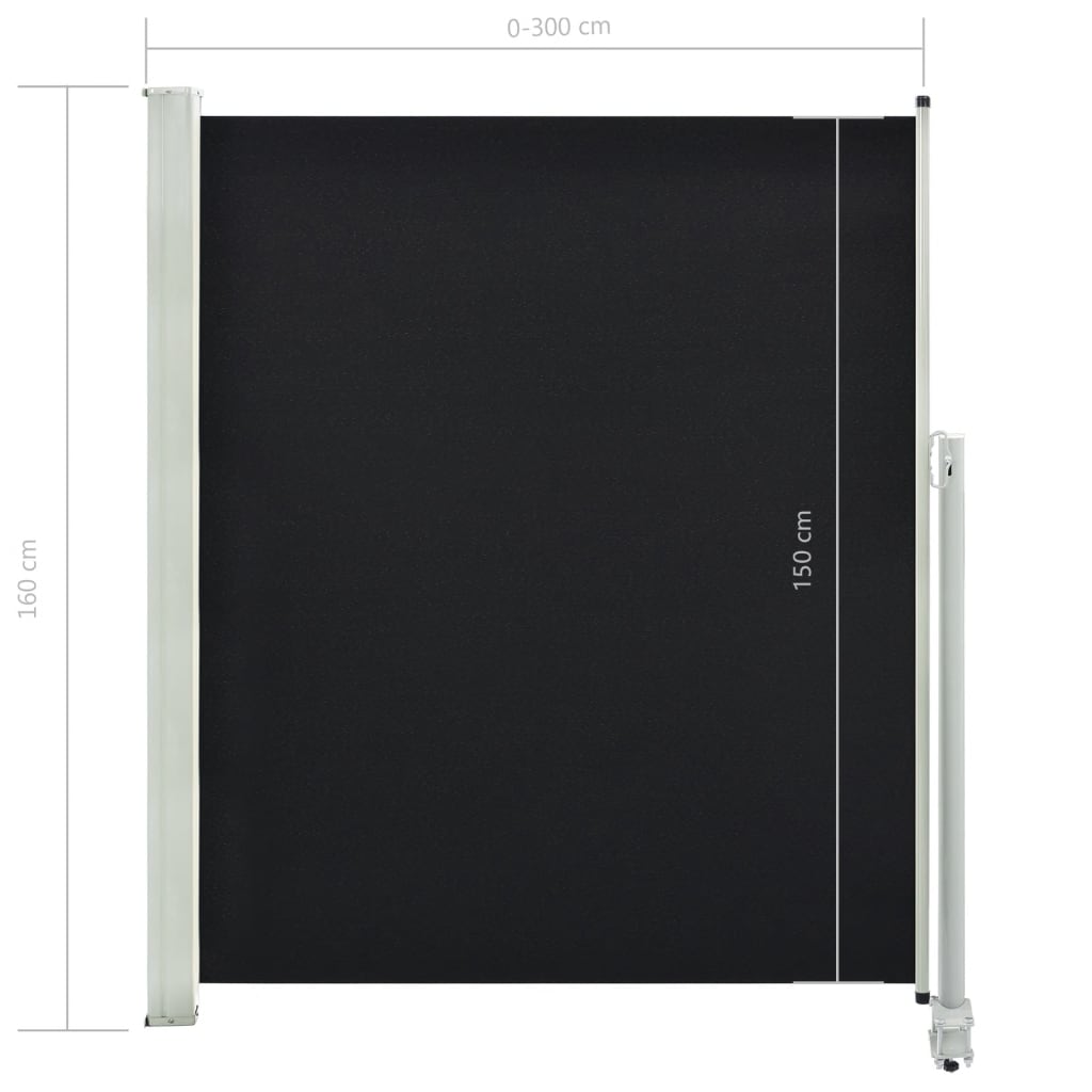 Ausziehbare Seitenmarkise 160x300 cm Schwarz