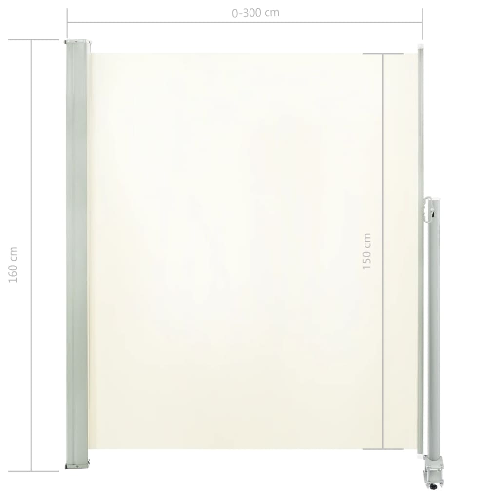 Ausziehbare Seitenmarkise 160x300 cm Creme