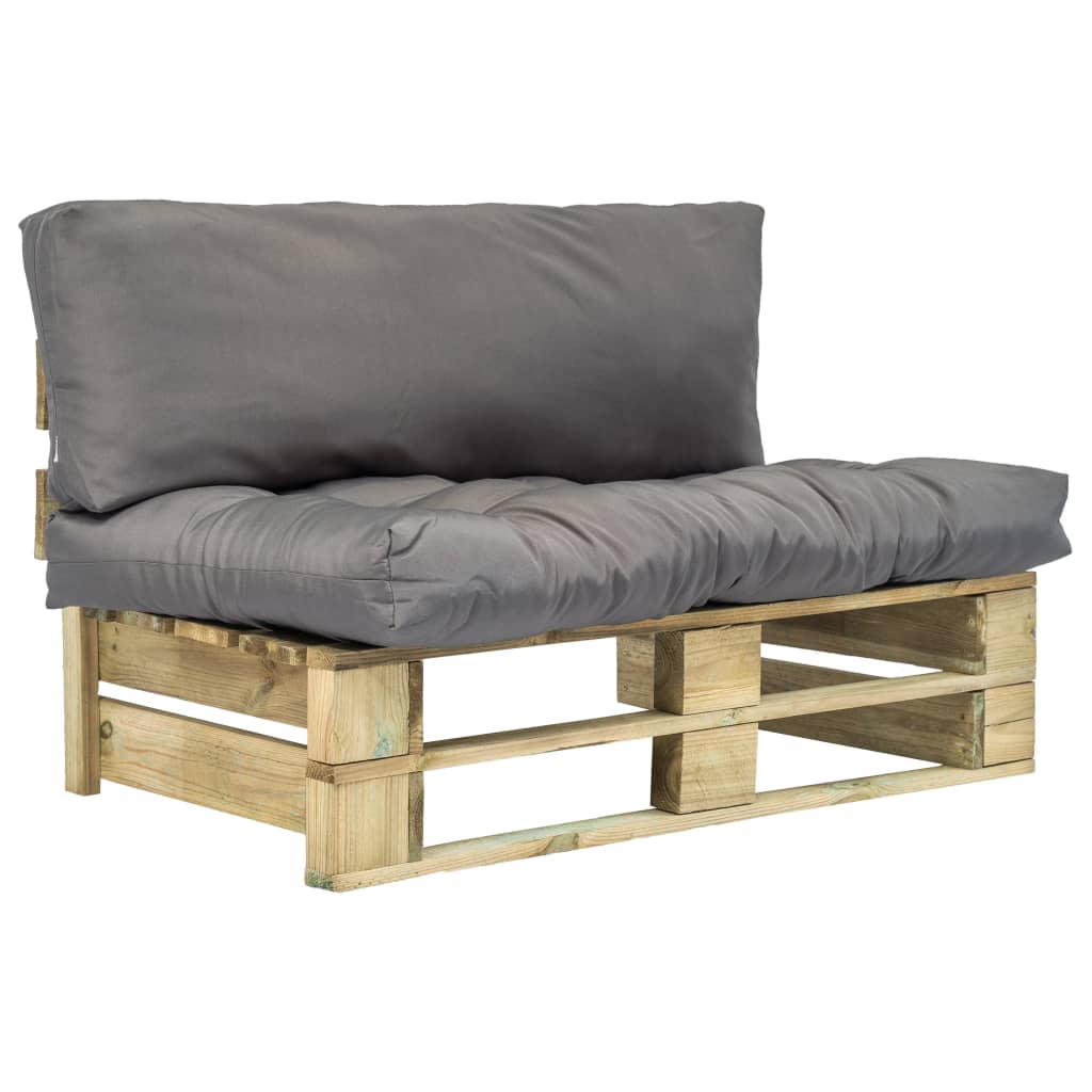 Garten-Palettensofa mit Grauen Kissen Kiefernholz
