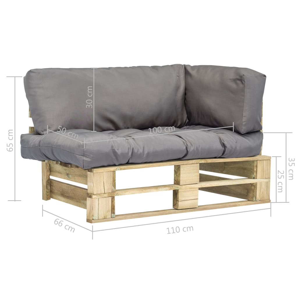 Garten-Palettensofa mit Grauen Kissen Kiefernholz