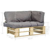 Thumbnail for Garten-Palettensofa mit Grauen Kissen Kiefernholz