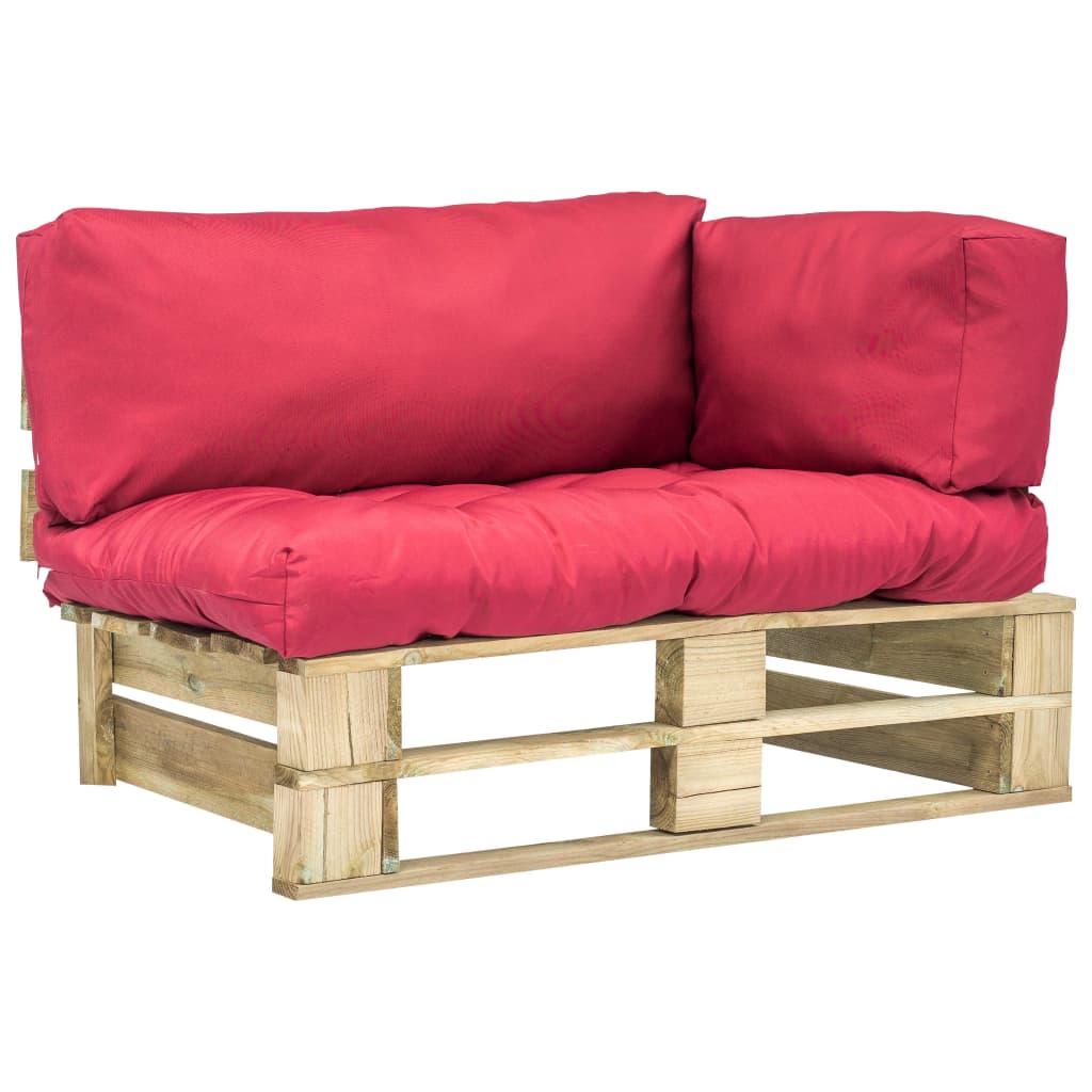 Garten-Palettensofa mit Roten Kissen Kiefernholz