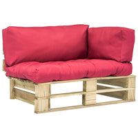 Thumbnail for Garten-Palettensofa mit Roten Kissen Kiefernholz