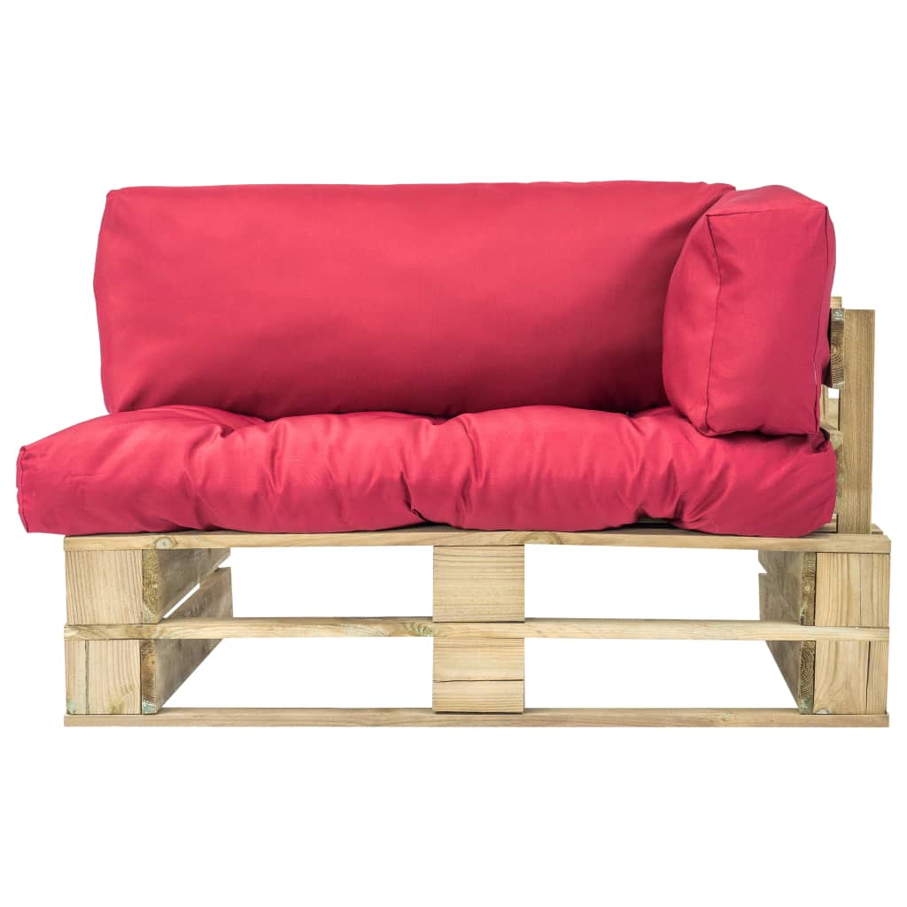 Garten-Palettensofa mit Roten Kissen Kiefernholz
