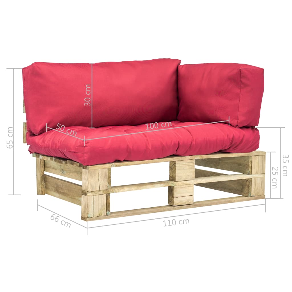 Garten-Palettensofa mit Roten Kissen Kiefernholz
