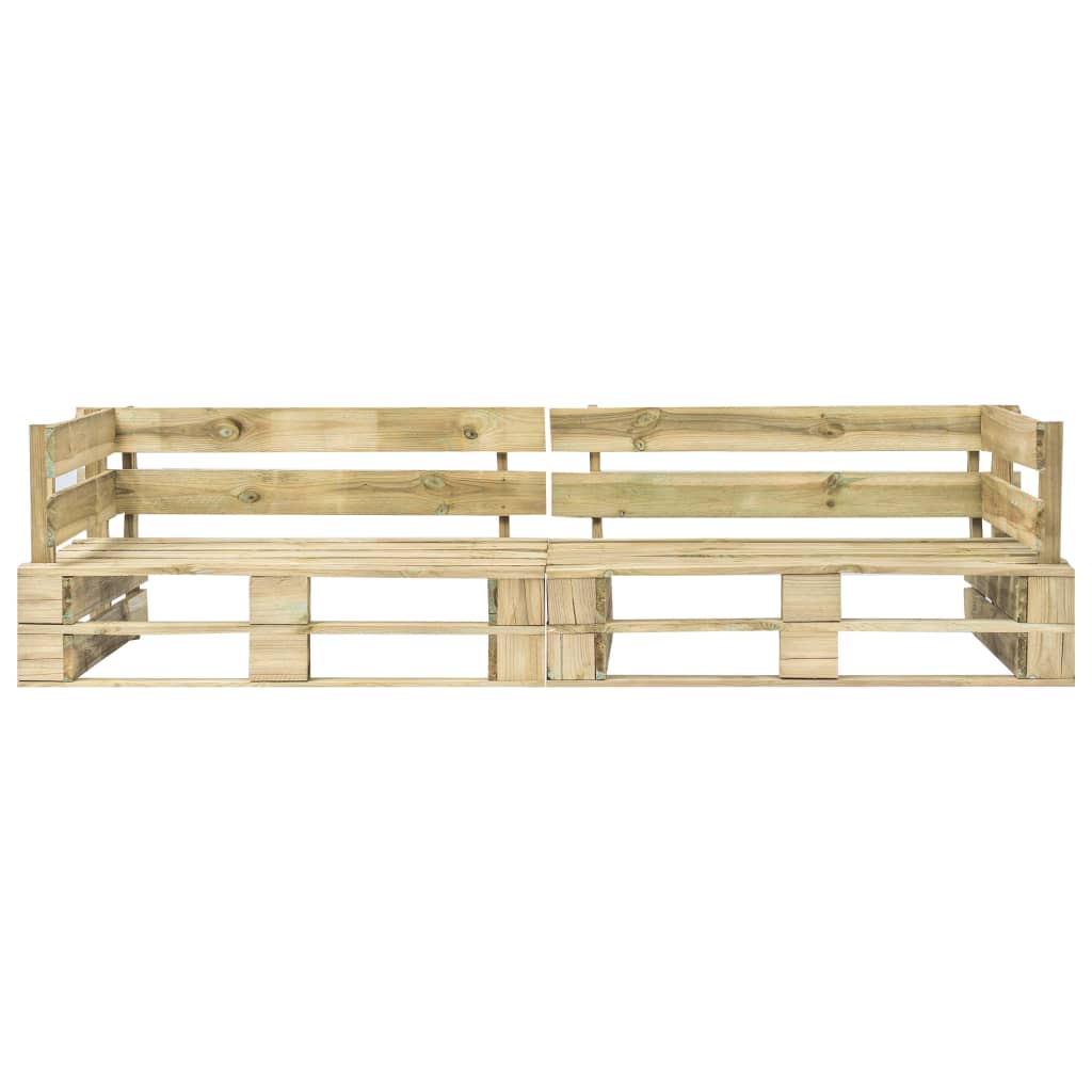 2-tlg. Garten-Palettensofa mit Grauen Kissen Kiefernholz