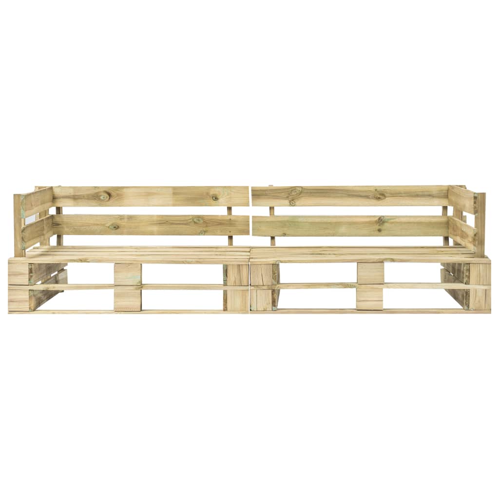 2-tlg. Garten-Palettensofa-Set mit Roten Kissen Kiefernholz