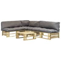Thumbnail for 4-tlg. Outdoor-Lounge-Set Paletten mit Kissen in Grau Holz