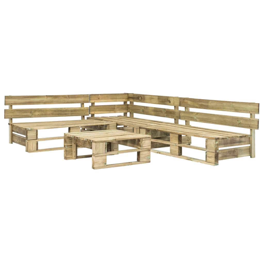 4-tlg. Outdoor-Lounge-Set Paletten mit Kissen in Grau Holz