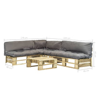 Thumbnail for 4-tlg. Outdoor-Lounge-Set Paletten mit Kissen in Grau Holz