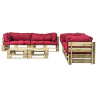 Thumbnail for 6-tlg. Outdoor-Lounge-Set Paletten mit Kissen in Rot Holz