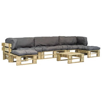 Thumbnail for 6-tlg. Outdoor-Lounge-Set Paletten mit Kissen in Grau Holz