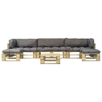 Thumbnail for 6-tlg. Outdoor-Lounge-Set Paletten mit Kissen in Grau Holz