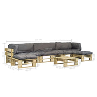 Thumbnail for 6-tlg. Outdoor-Lounge-Set Paletten mit Kissen in Grau Holz